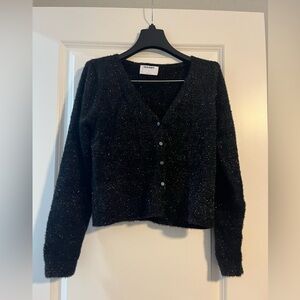 Ladies Old Navy black crop metallic cardigan size small
